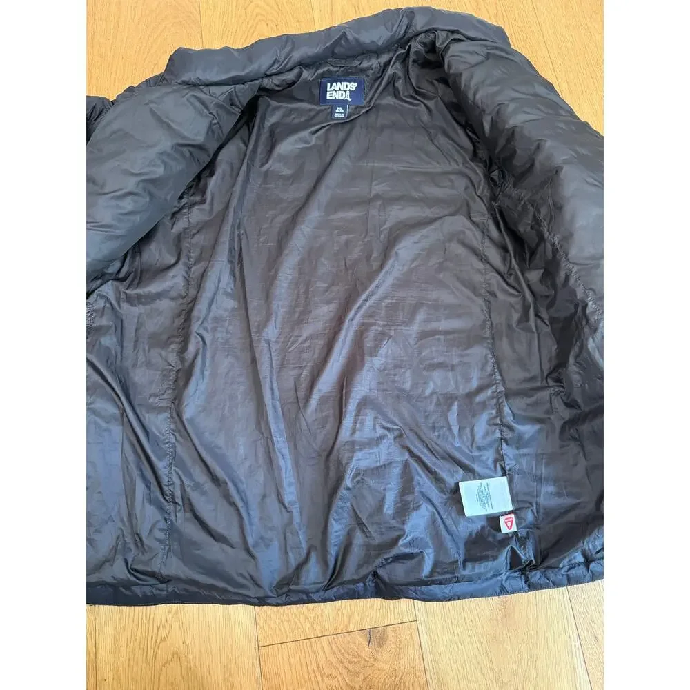 Lands End Kids ThermoPlume Packable Jacket XL 18-20 Black Lightweight Puffer